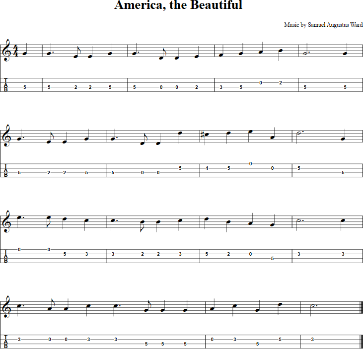 America, the Beautiful Mandolin Tab