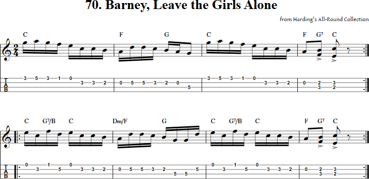 Barney Leave the Girls Alone Mandolin Tab