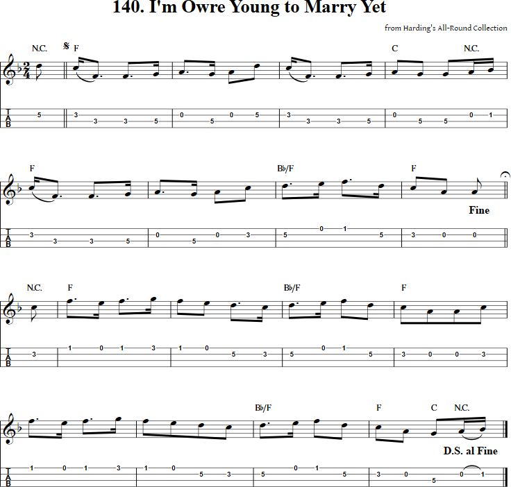 I'm Owre Young to Marry Yet Mandolin Tab