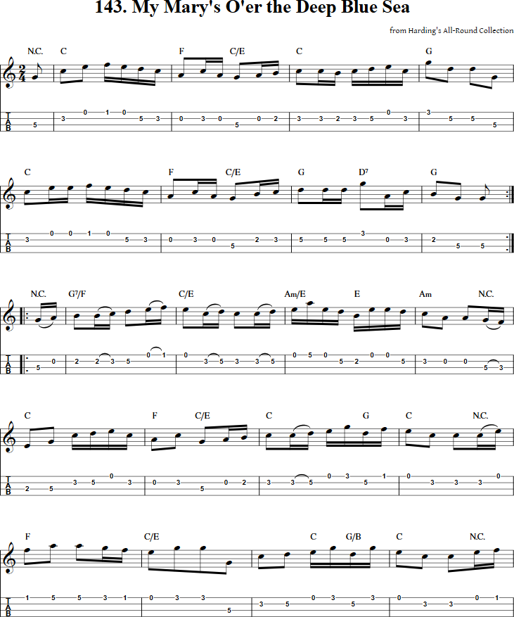 My Mary's O'er the Deep Blue Sea Mandolin Tab Page 1
