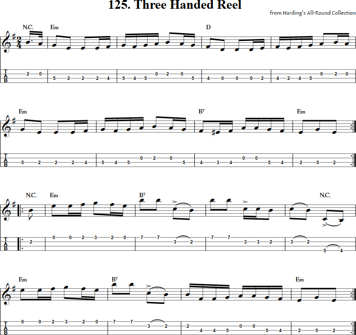 Three-Handed Reel Mandolin Tab