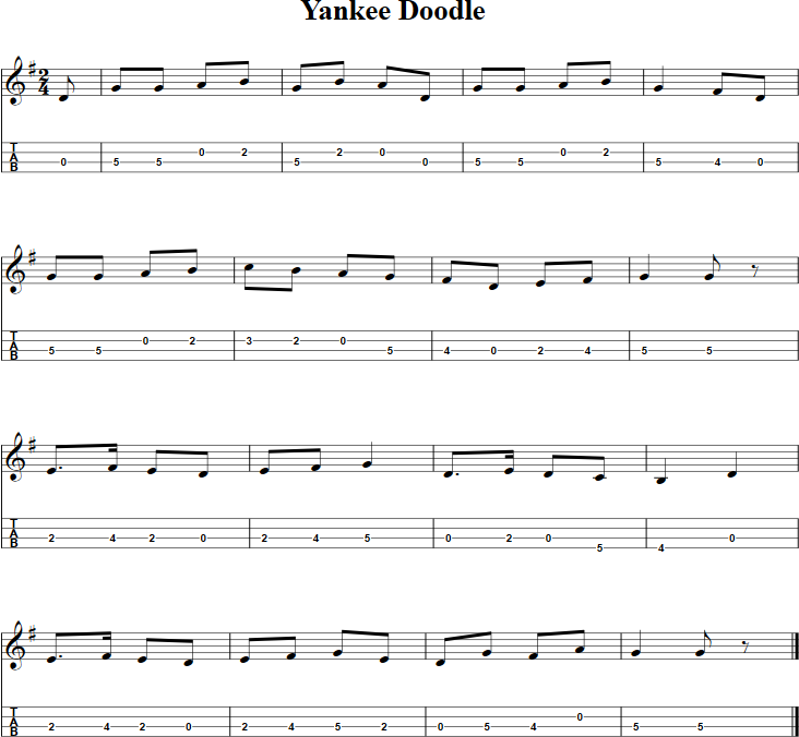 Yankee Doodle Mandolin Tab
